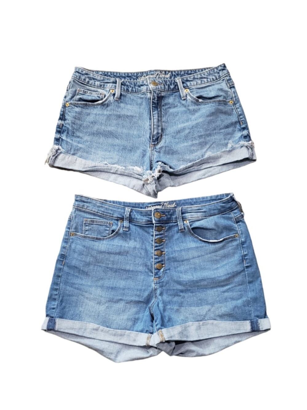 Universal Thread High Rise Midi & Shortie Light Wash Short Bundle | Size 14 / 32